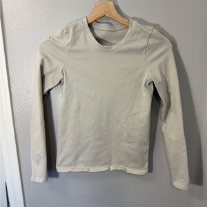 OQQ Women's Long Sleeve Beige Top